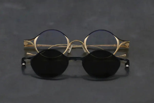Rigards X The Viridi-Anne collaboration detachable sunglasses RG1022TVA RG-RG1022TVA-JHKTMSH gold and black frame transparent dark gray lenses